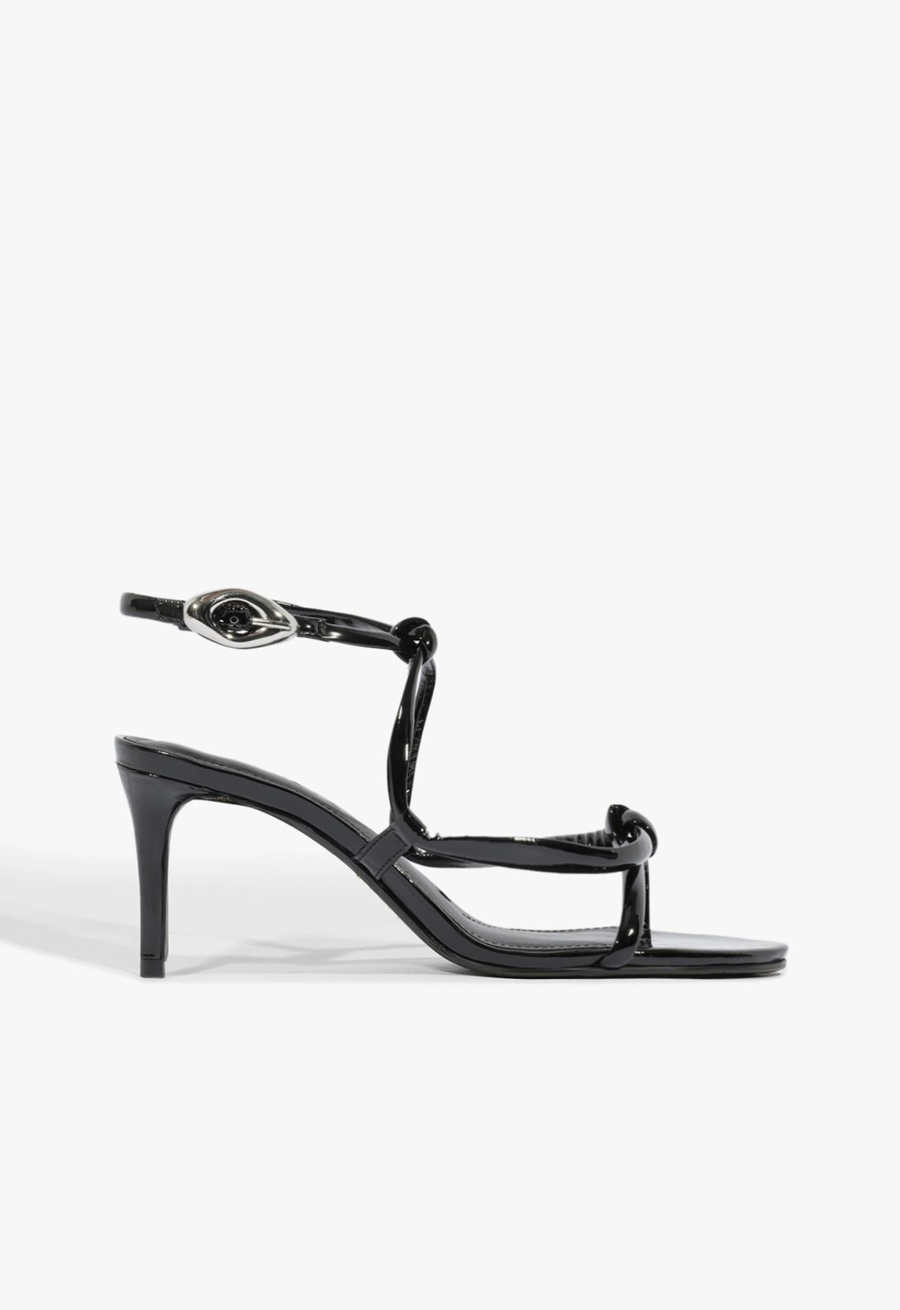 Sandália Salto Glam Curves Couro Preta