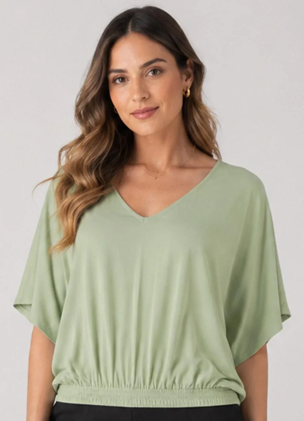 Infinita Cor - Blusa Feminina Viscose Creponada Verde