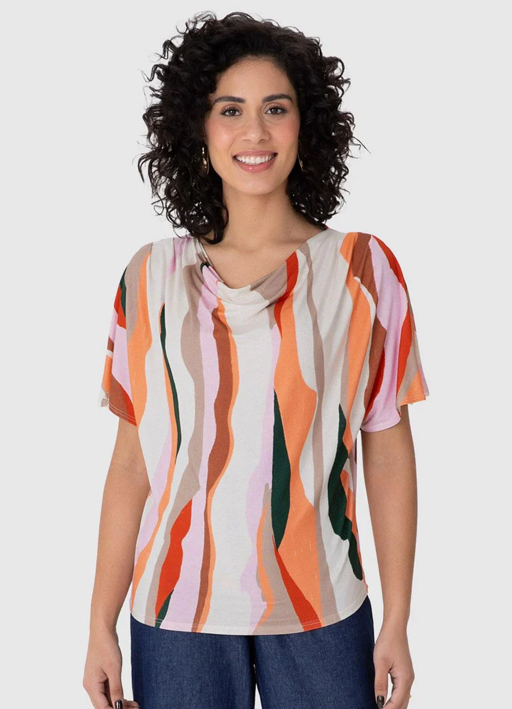 Malwee - Blusa Ampla Orgânica em Viscolinho Laranja