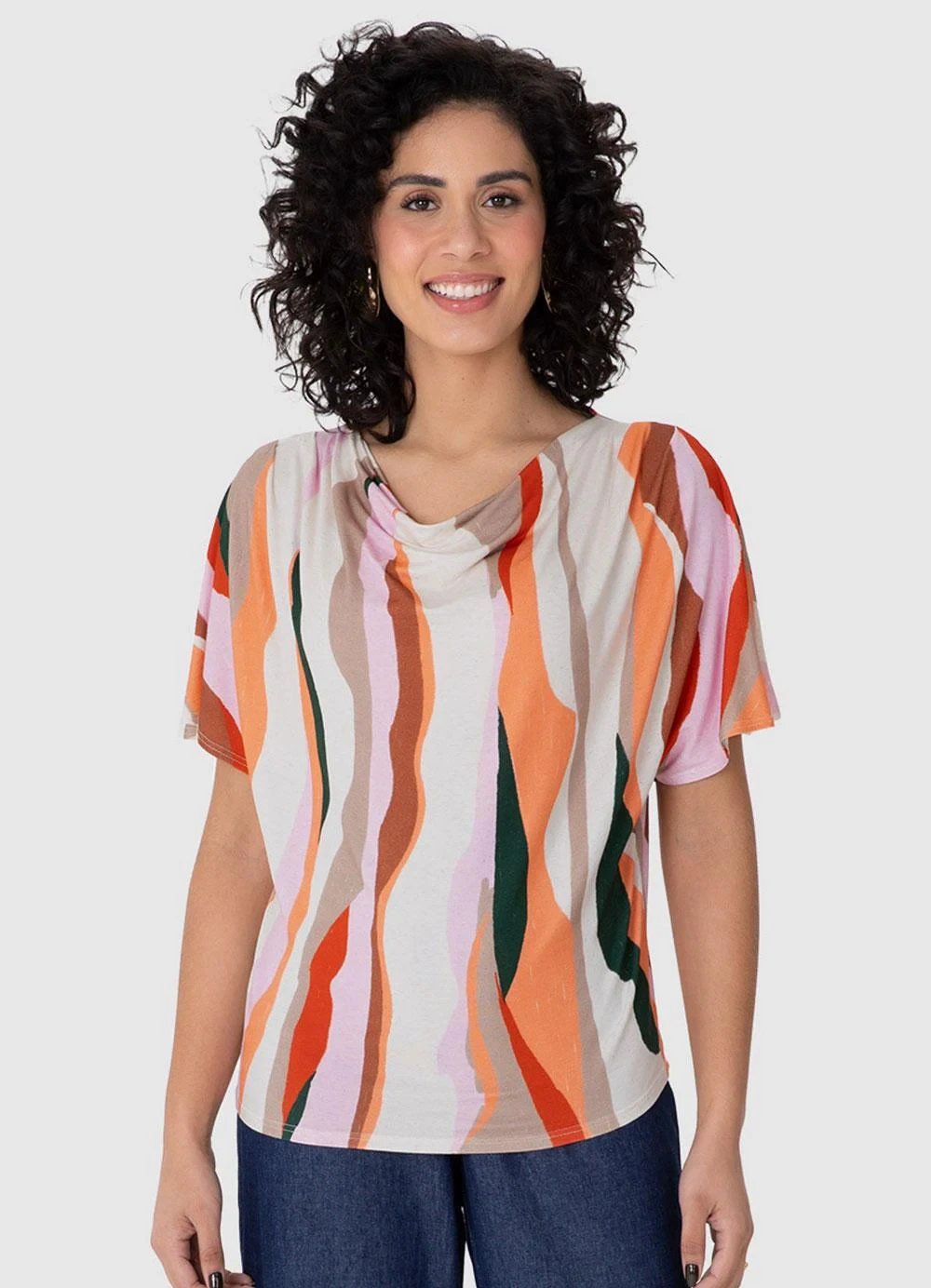 Malwee - Blusa Ampla Orgânica em Viscolinho Laranja
