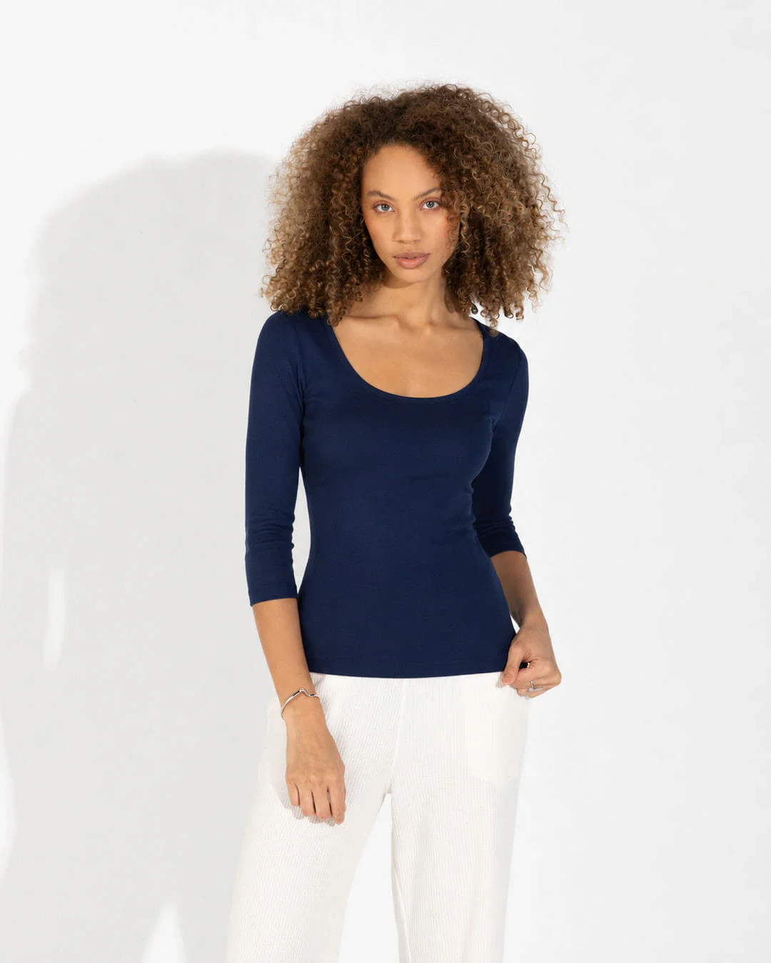 Blusa Feminina Manga 3/4 Algodão Pima