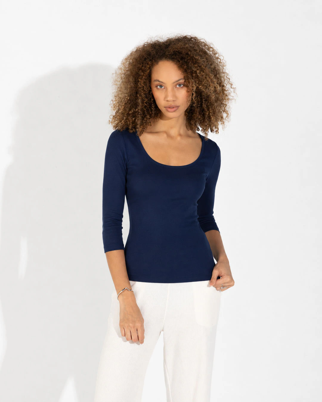 Blusa Feminina Manga 3/4 Algodão Pima