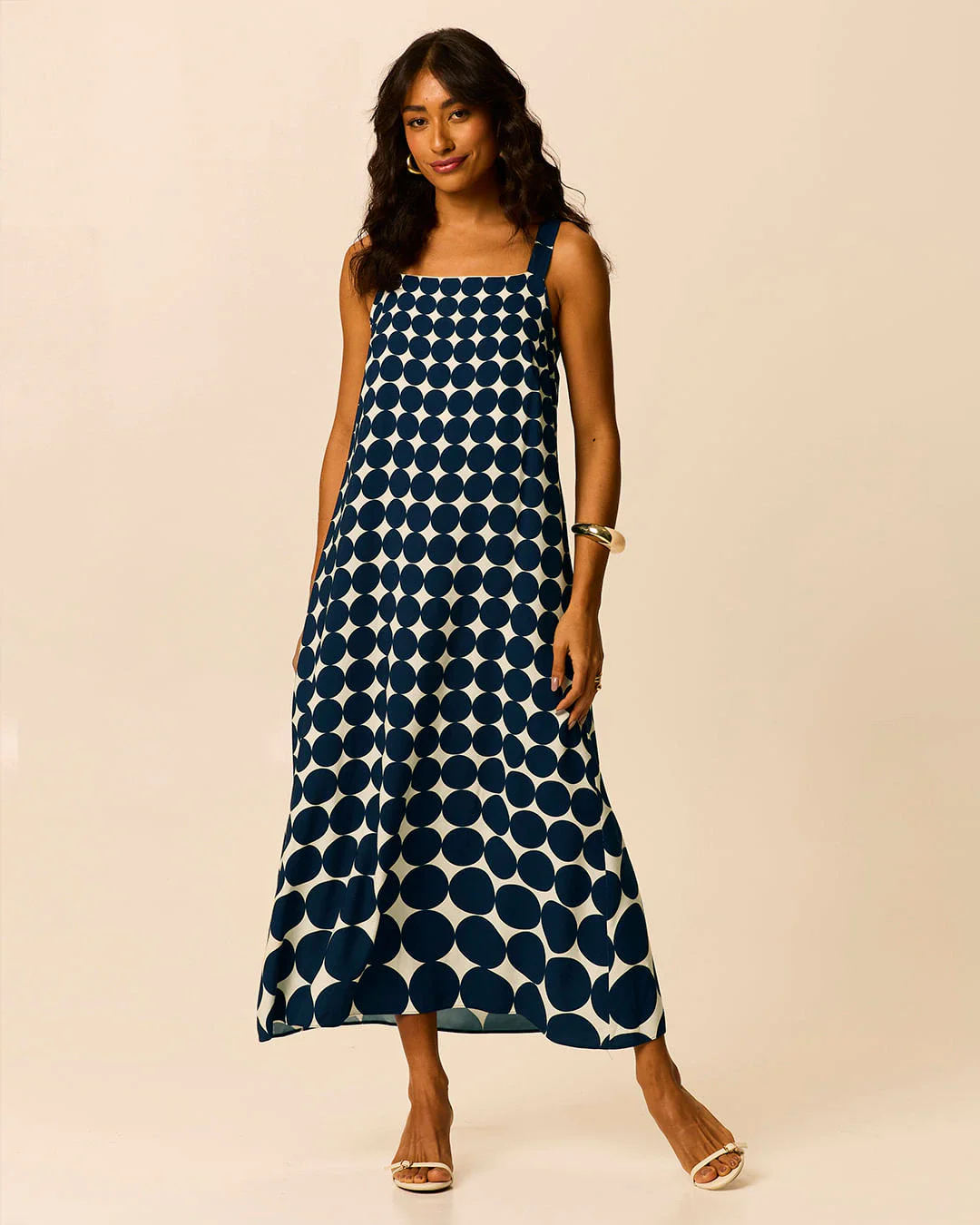 Vestido Midi Feminino Reto Estampa Digital Em Viscose