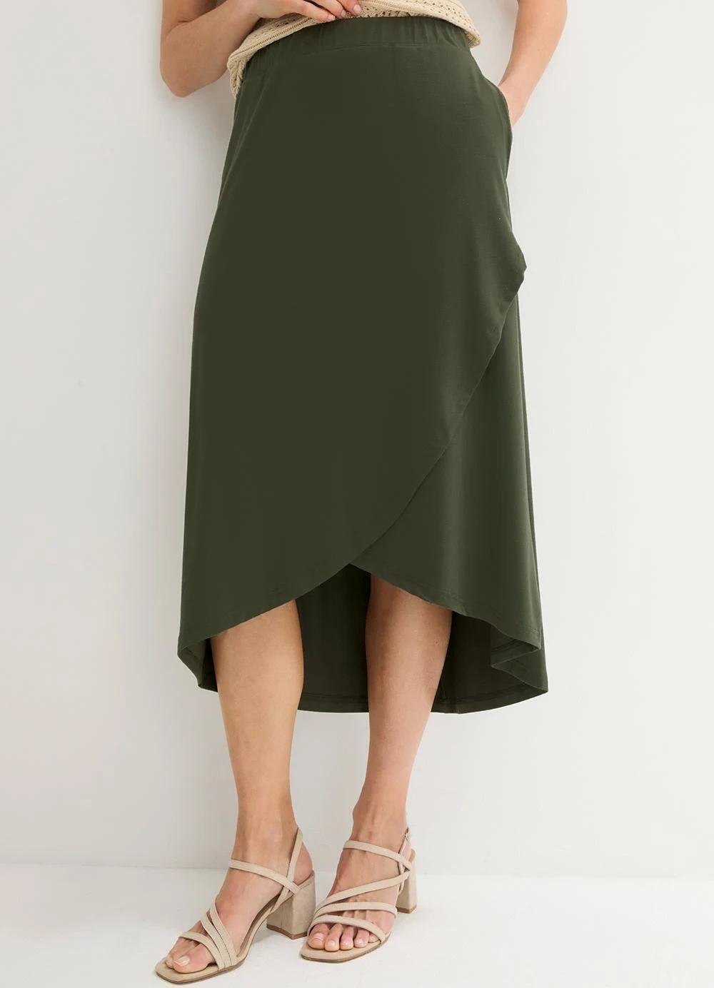 bonprix - Saia Verde em Malha de Viscose
