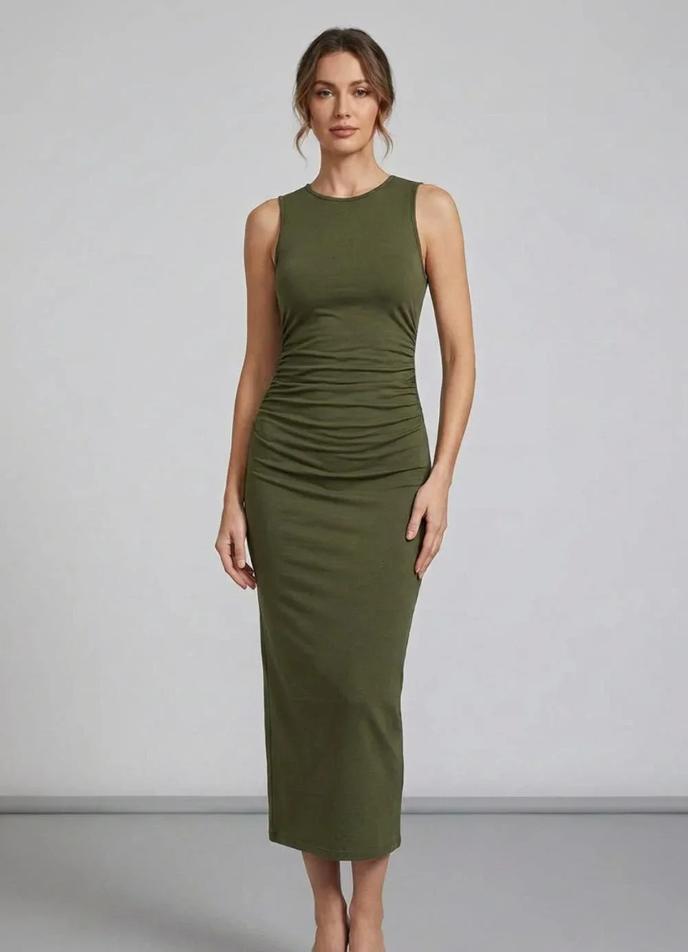 Rovitex - Vestido Midi em Molecotton de Viscose Verde