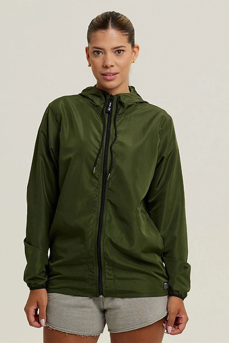 Jaqueta Corta Vento Feminino Impermeável Verde Militar WSS Brasil Diamond Verde