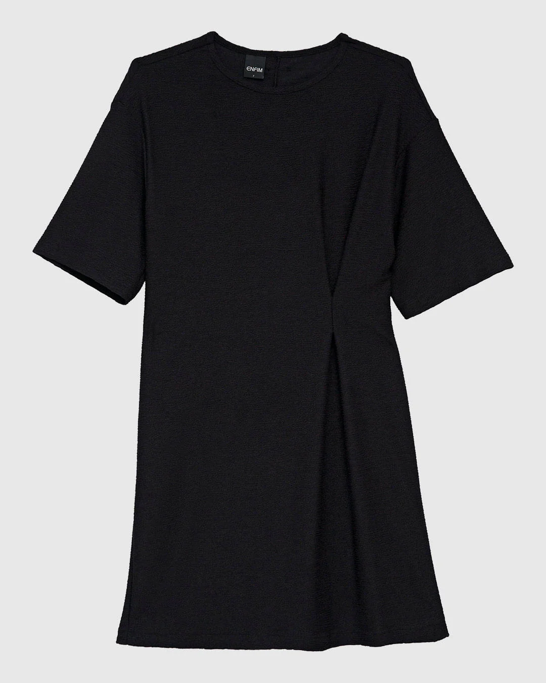 Vestido Feminino Amplo Detalhe Franzido Em Malha Texturizada - ENFIM