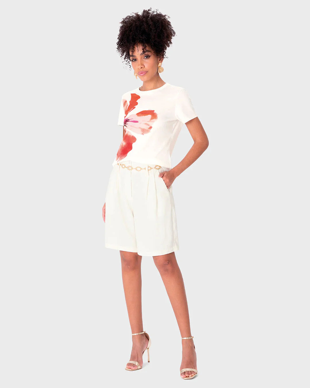 Camiseta Feminina Estampa Foil Floral Em Algodão - ENFIM