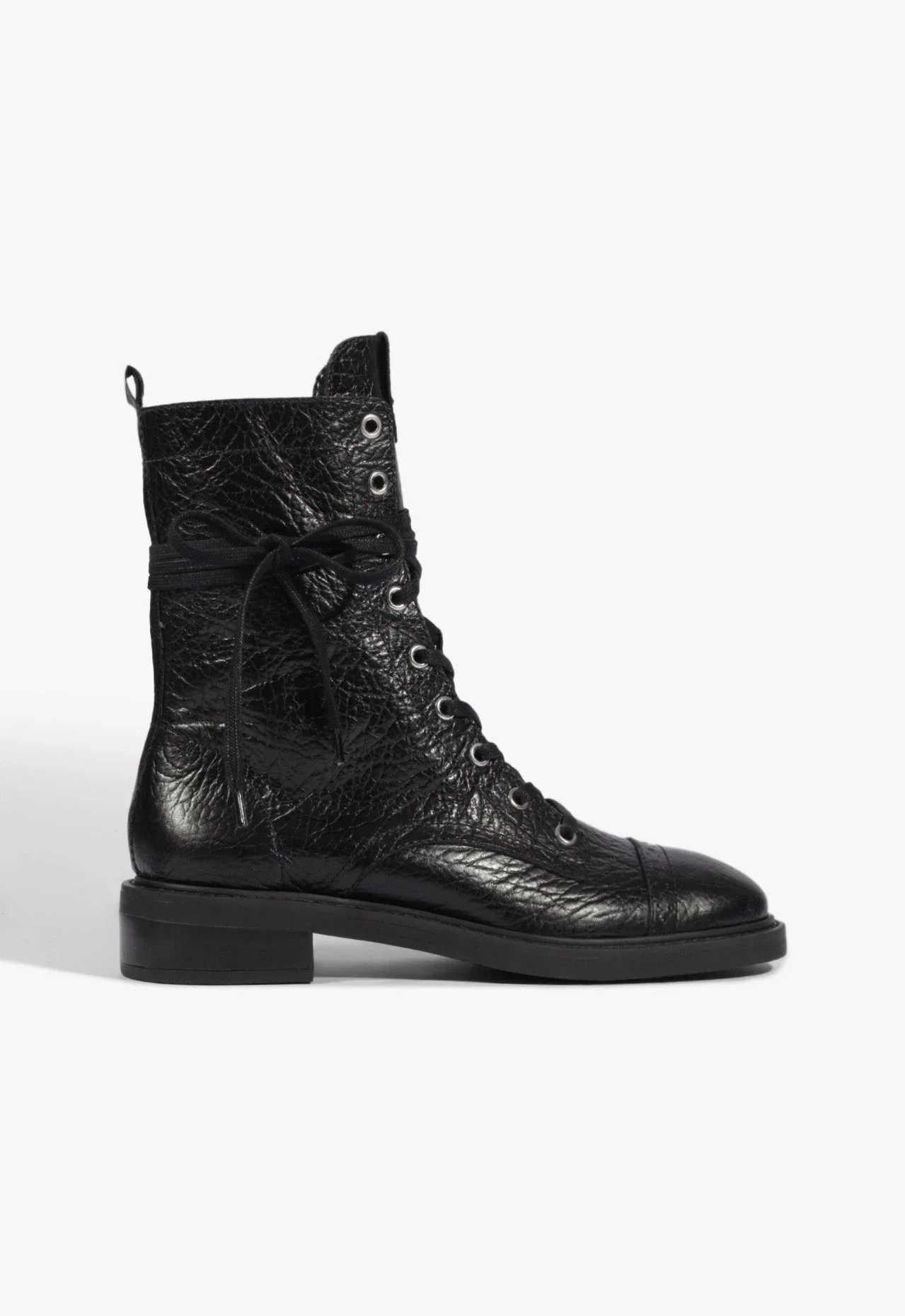 Bota Coturno Kelly Couro Preta