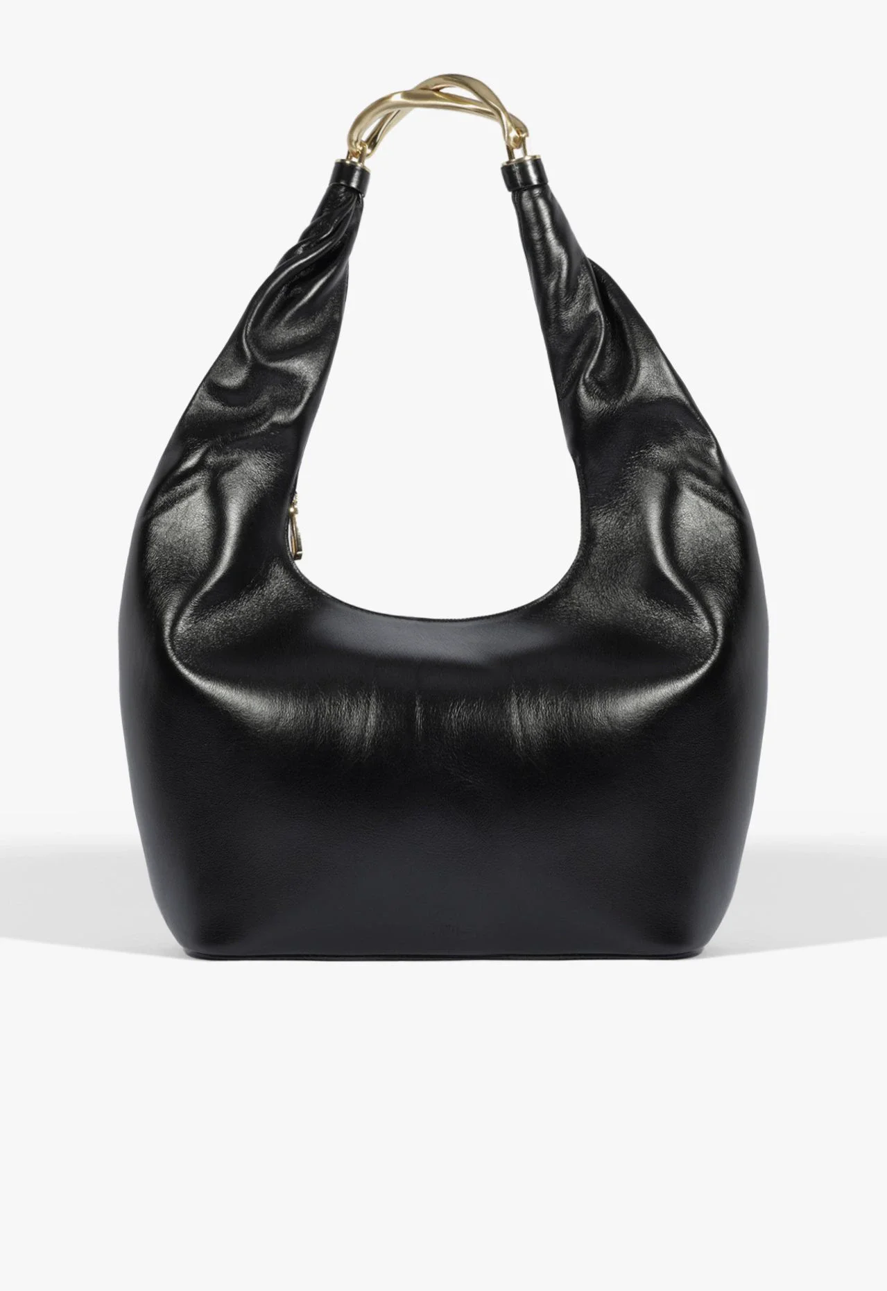 Bolsa Maxi Hobo Couro Metal Preta