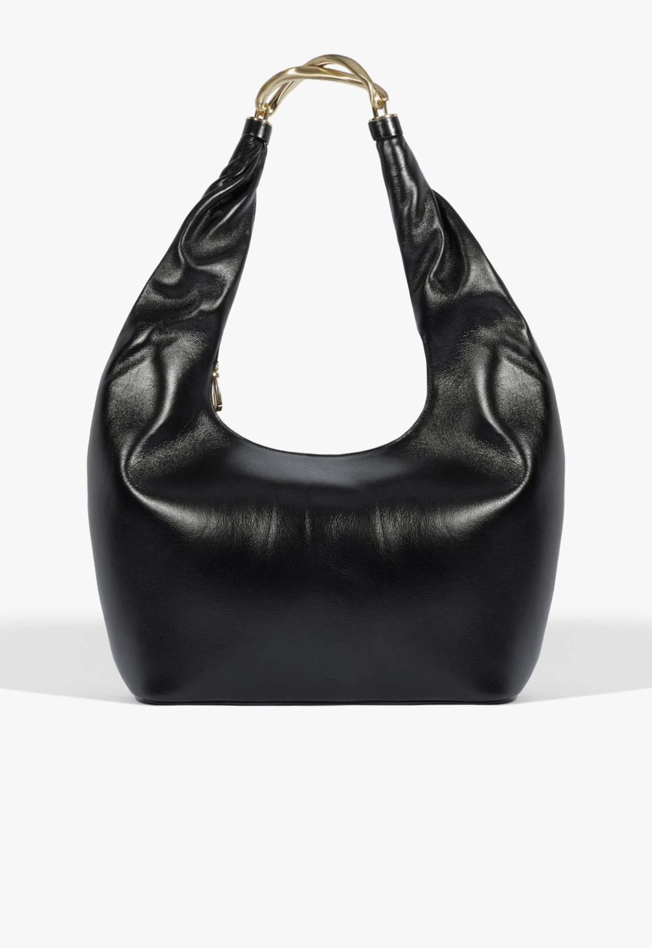 Bolsa Maxi Hobo Couro Metal Preta