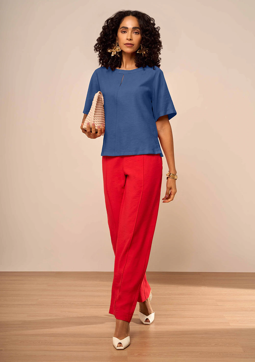 Blusa Manga Curta Magnólia Azul