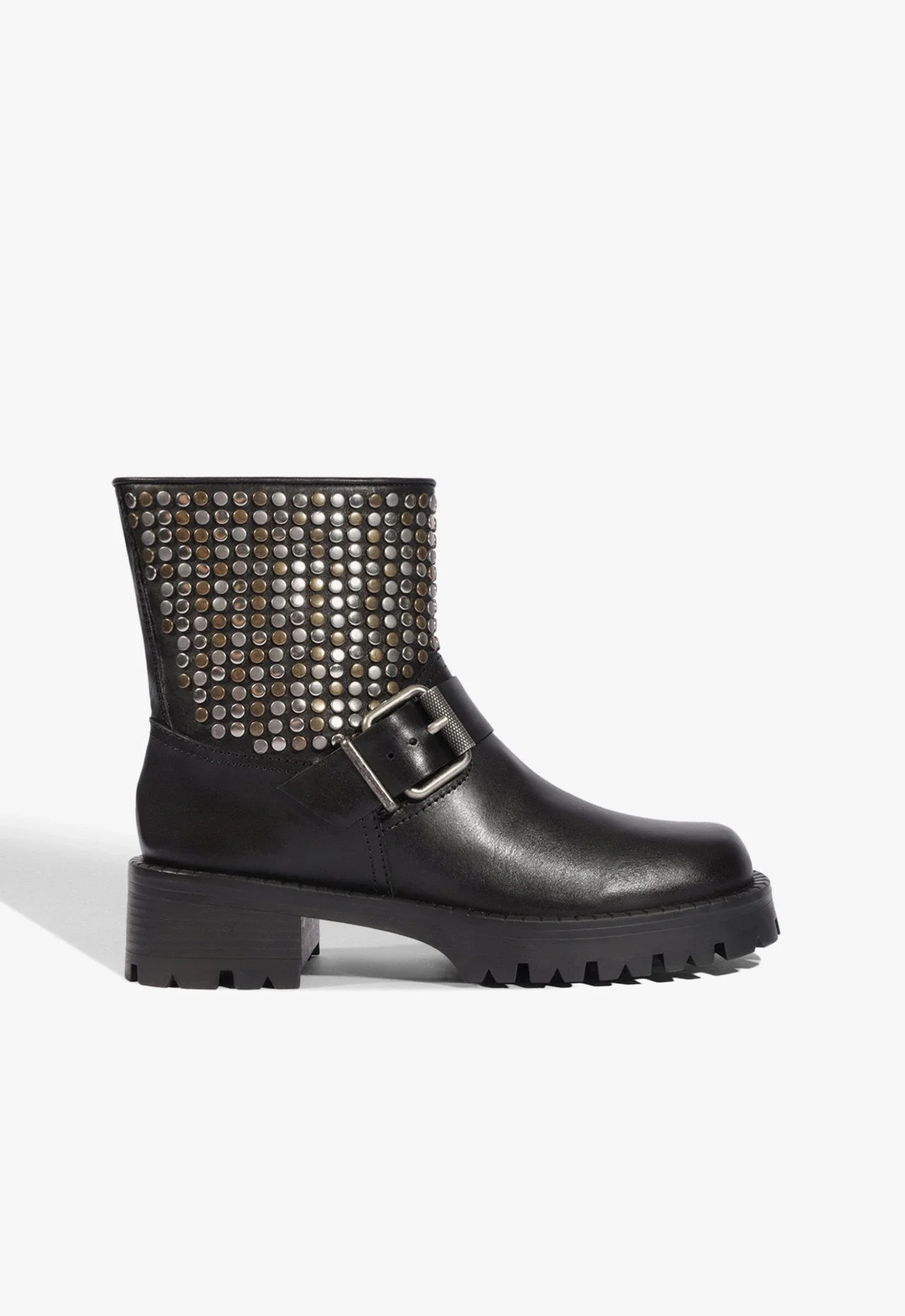 Bota Marla Studs Couro Preta