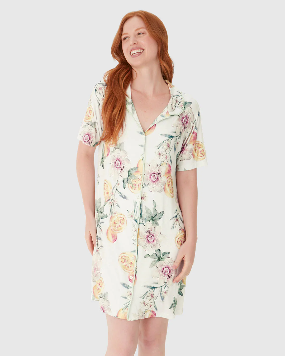 Camisola Americana Feminina Estampada Abotoamento Frontal Em Viscose Stretch