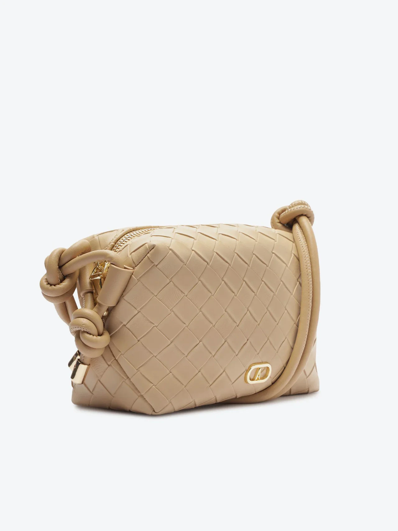 Bolsa Tiracolo Média Tiras Trançadas Bege
