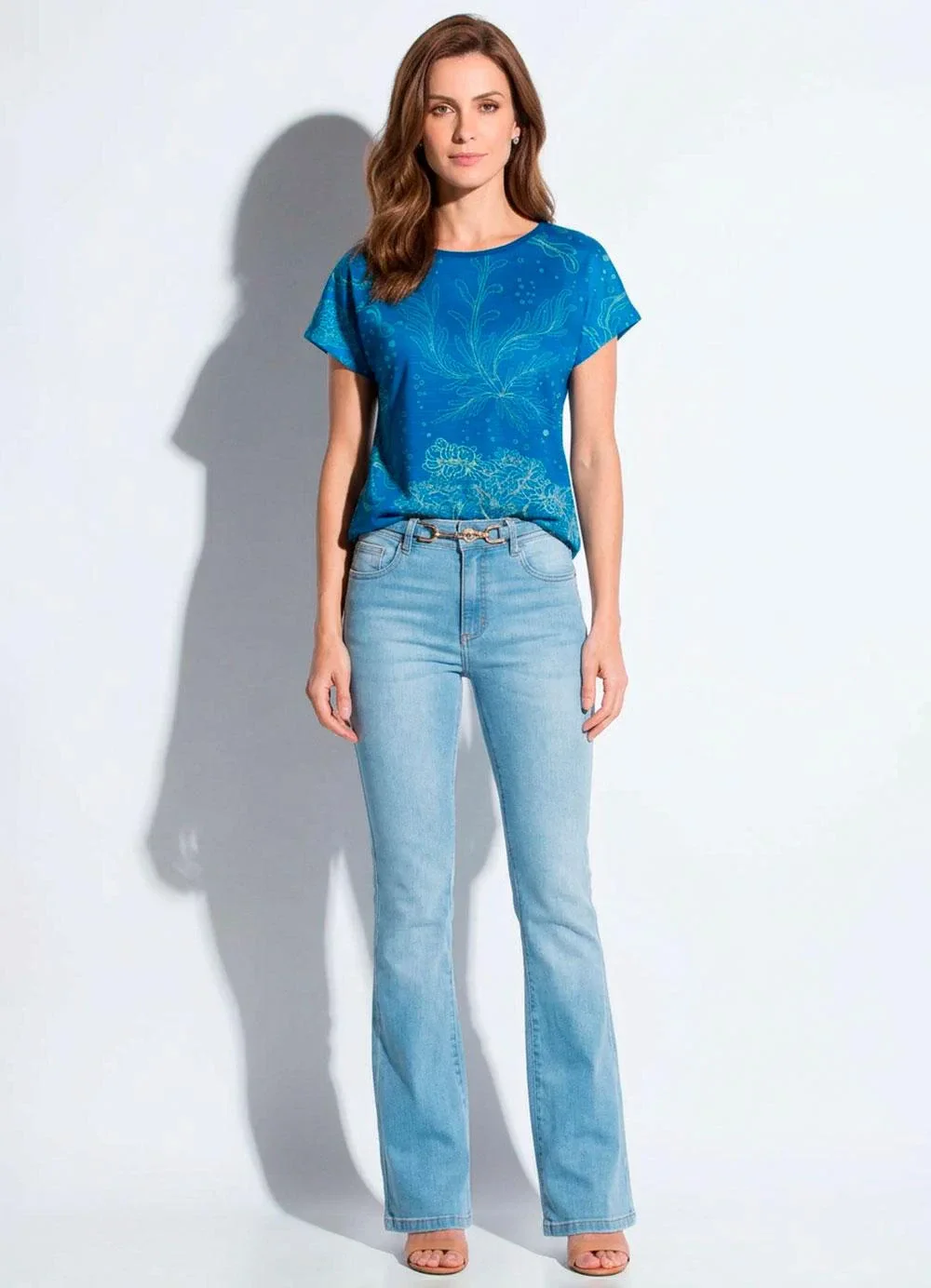 Quintess - Blusa com Mangas Curtas Oceano Azul