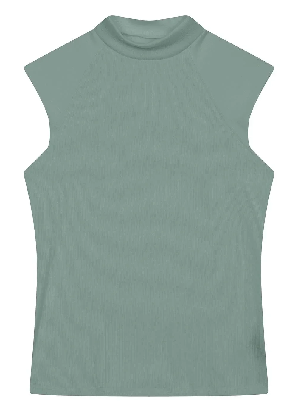 Enfim - Blusa Justa Canelada Azul Acinzentado