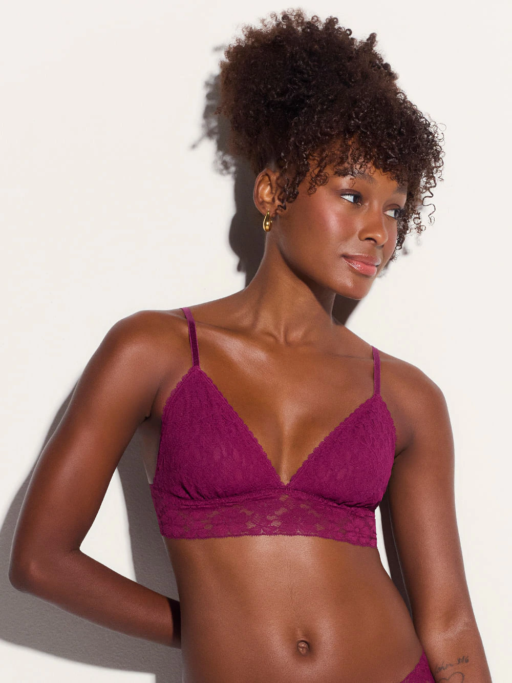 Sutiã Triângulo Renda Com Forro Sweet Lace Roxo Purple Potion