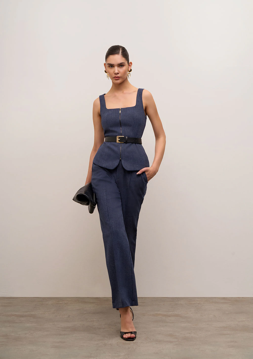 Calça Iódice Reta Alta Azul