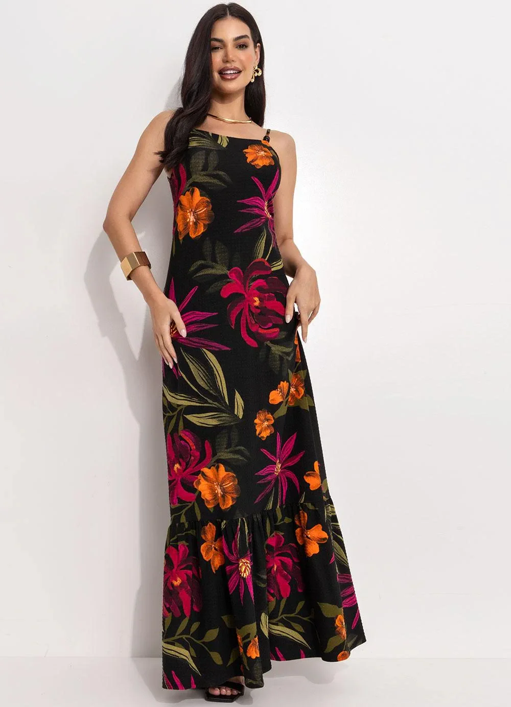 Quintess - Vestido Floral Preto