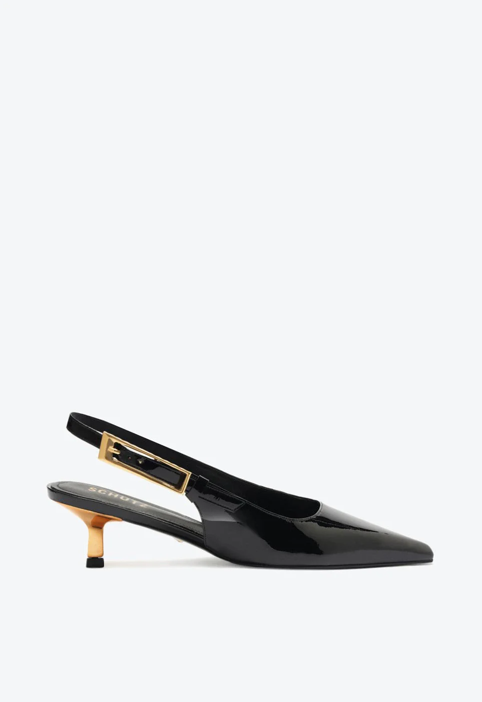 Scarpin Slingback Ciara Pump Mid Couro Preto