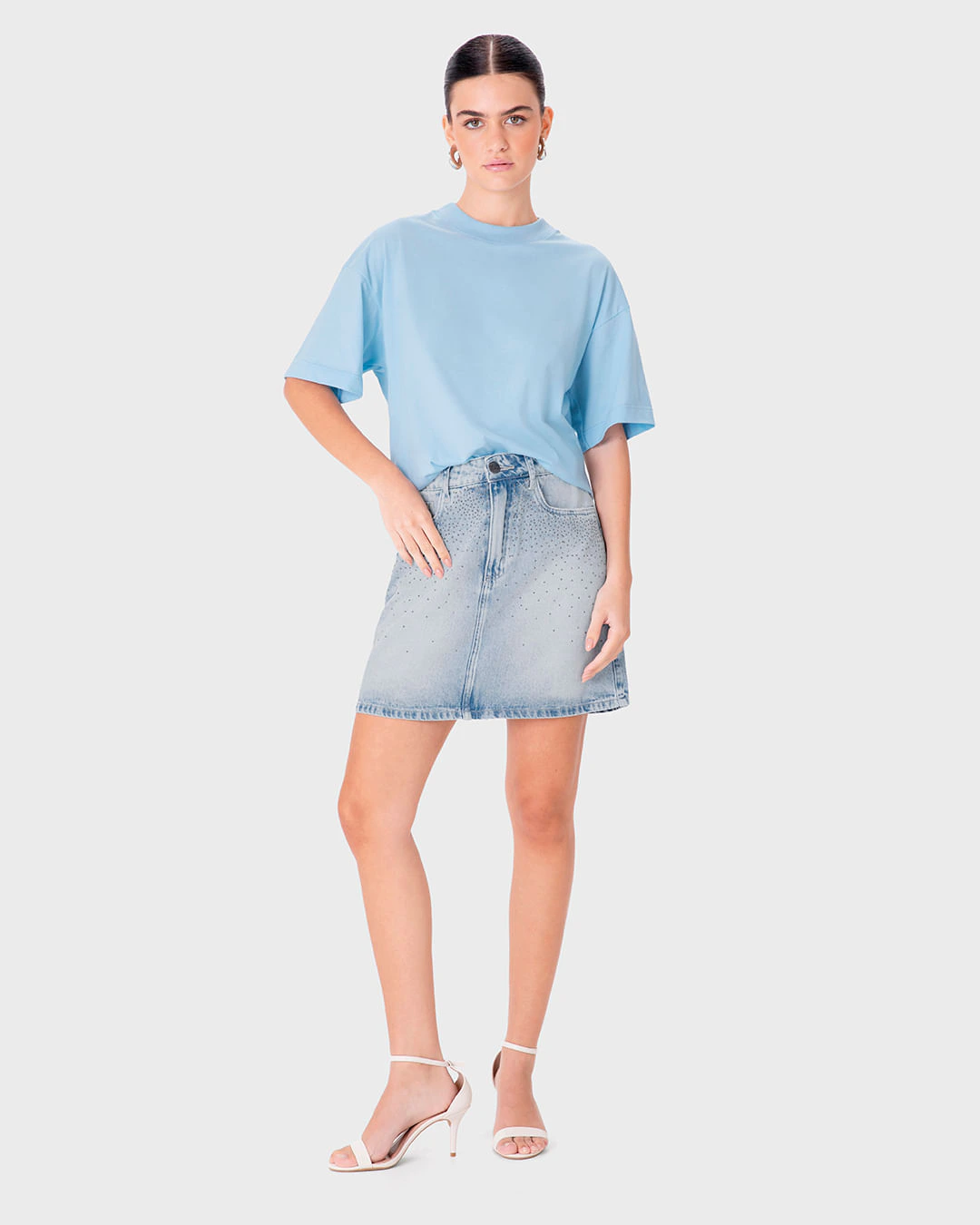 Camiseta Ampla Feminina Cava Deslocada Em Algodão - ENFIM