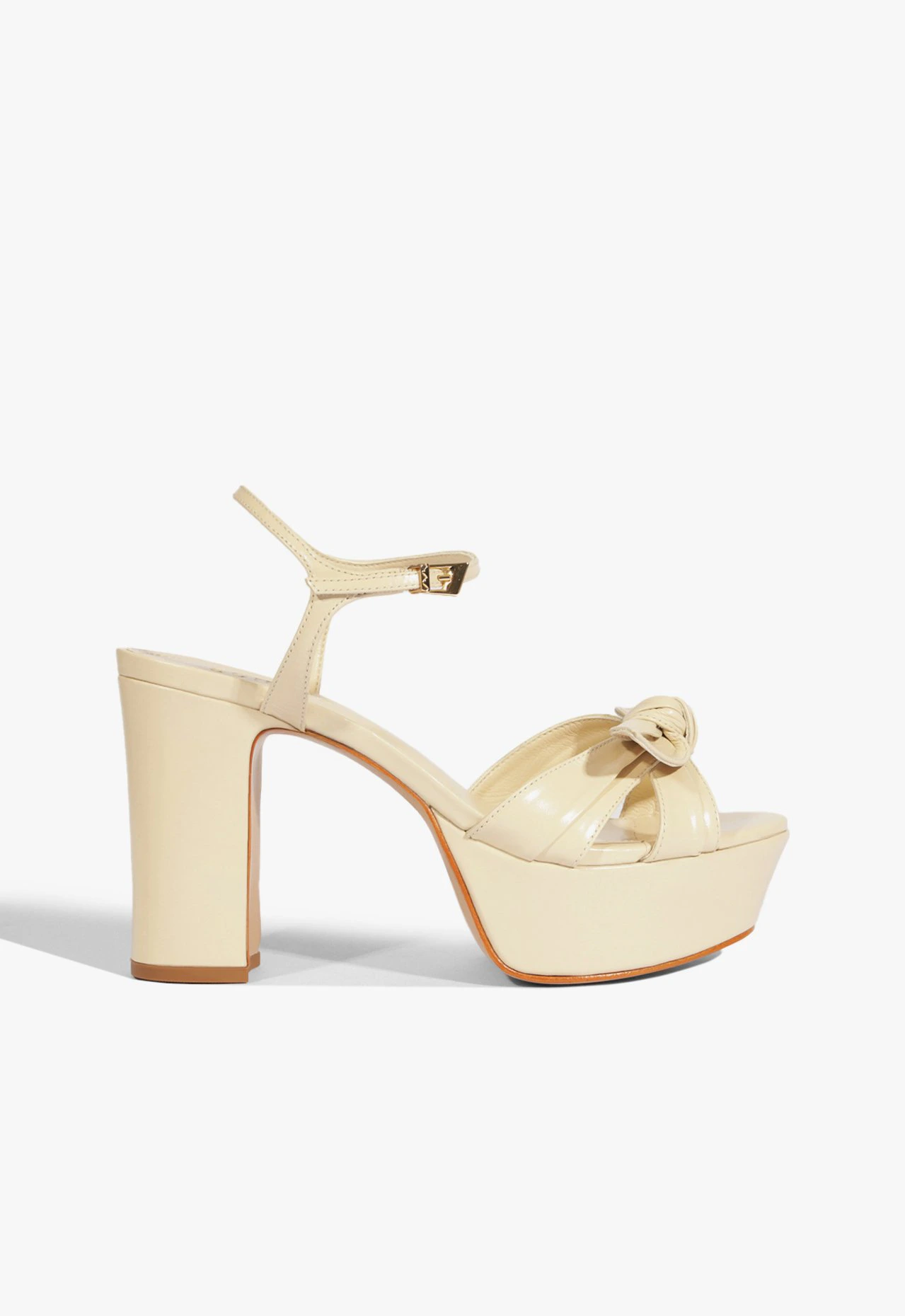 Sandália Plataforma Naomi Couro Creme