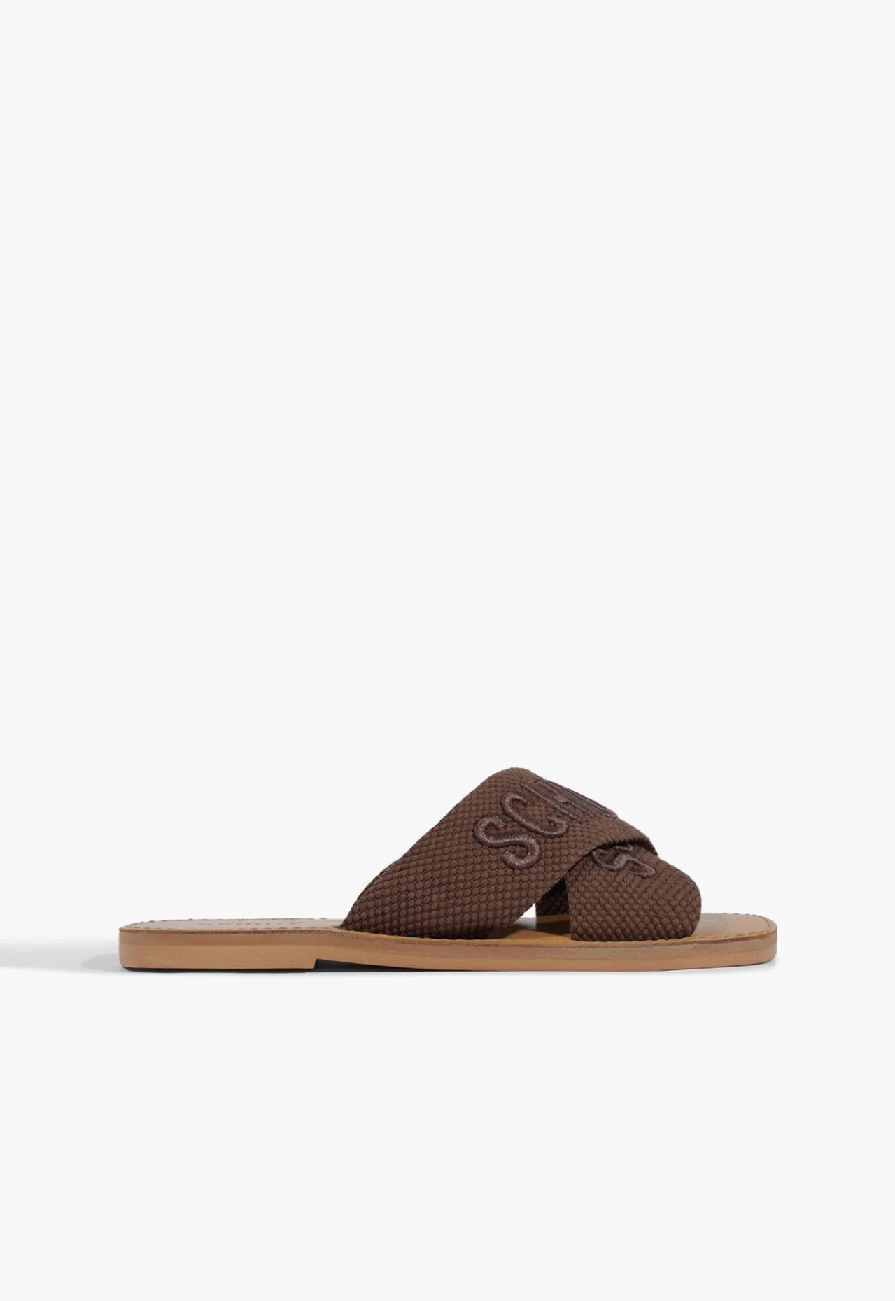 Sandália Rasteira X Schutz Logo Marrom
