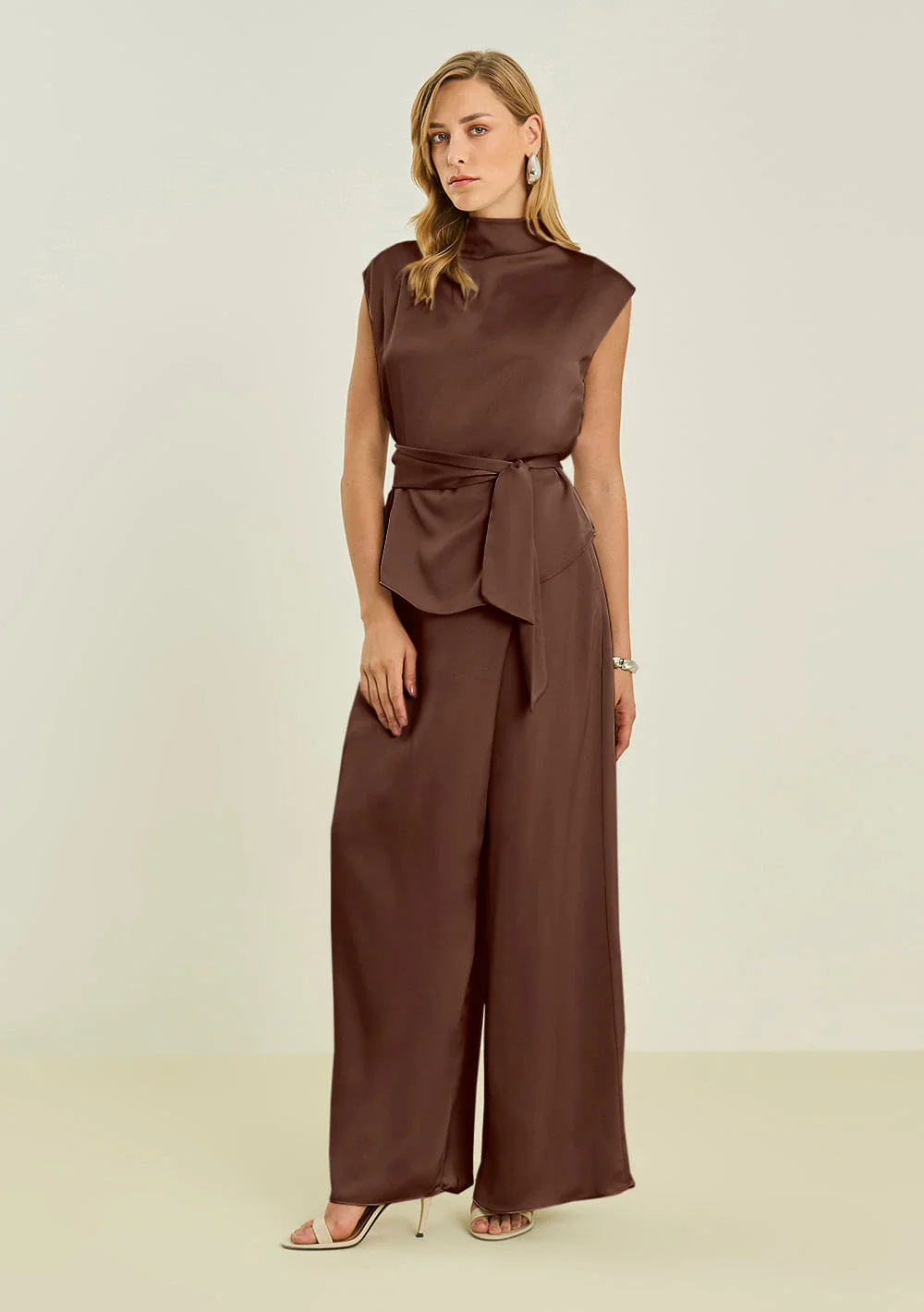 Calça Maria.Valentina Pantalona Alta Marrom