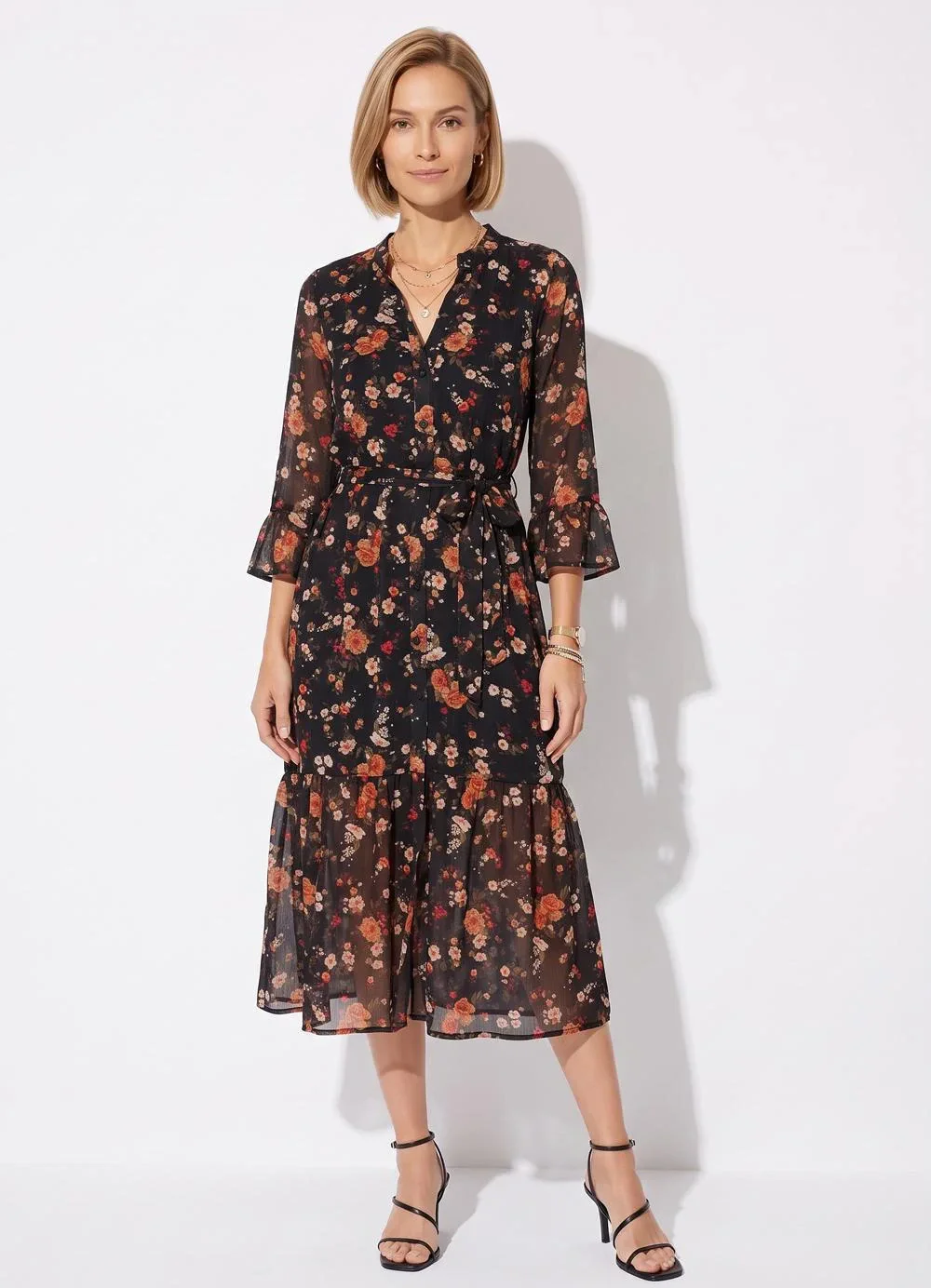 Quintess - Vestido Liberty Preto em Chiffon
