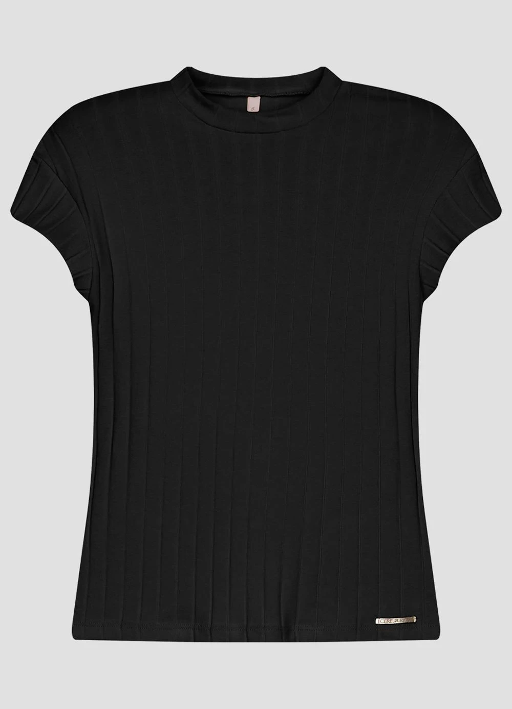Cereja Rosa - Blusa Feminina Cotton Canelado Preto
