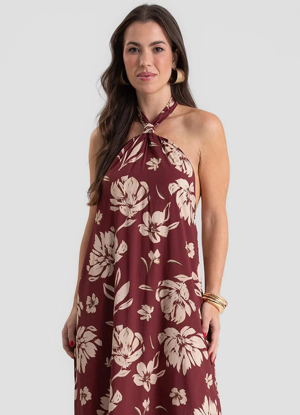 Dianna - Vestido Feminino Longo Estampado Vermelho