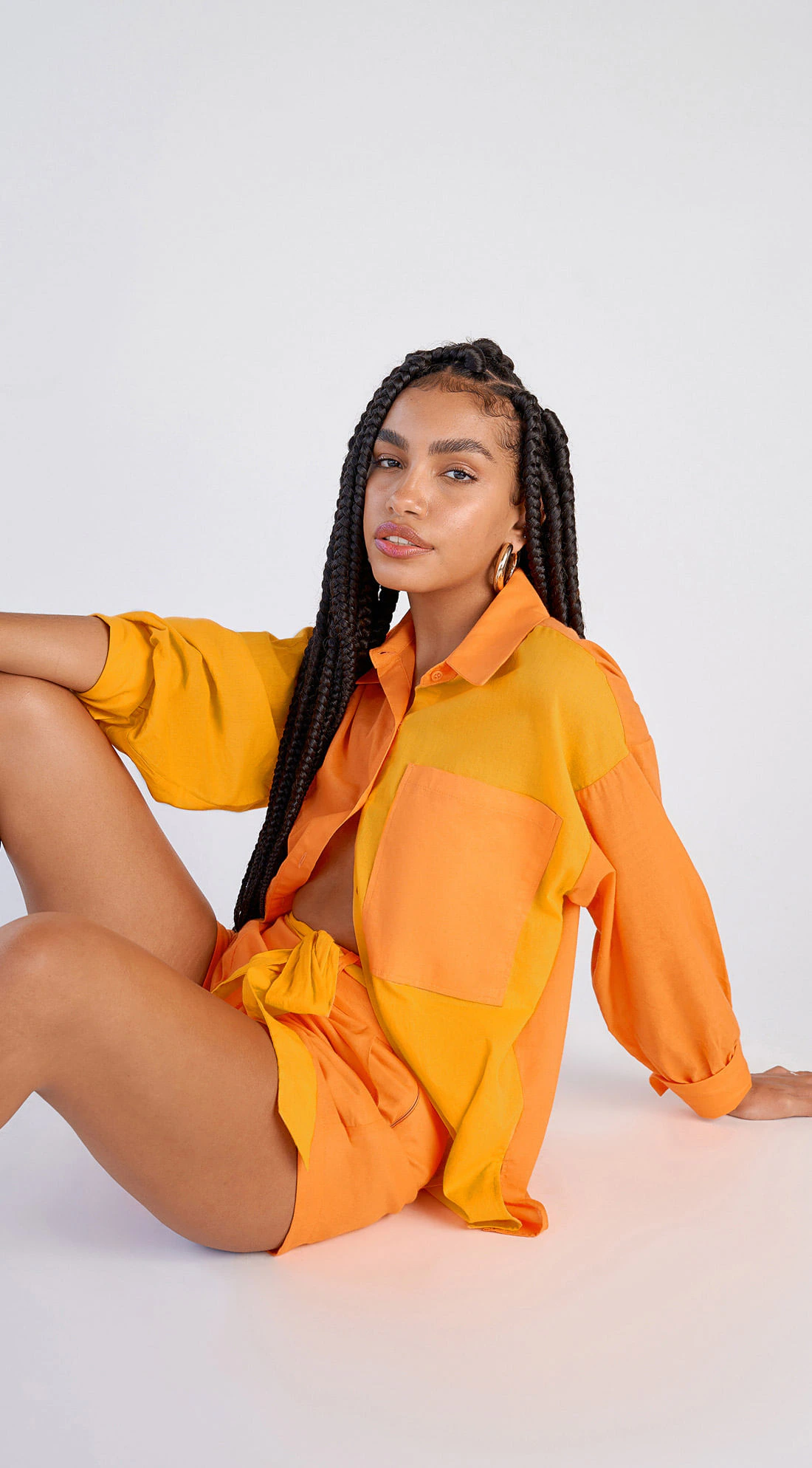 Camisa Zinco Manga Longa Bicolor Laranja