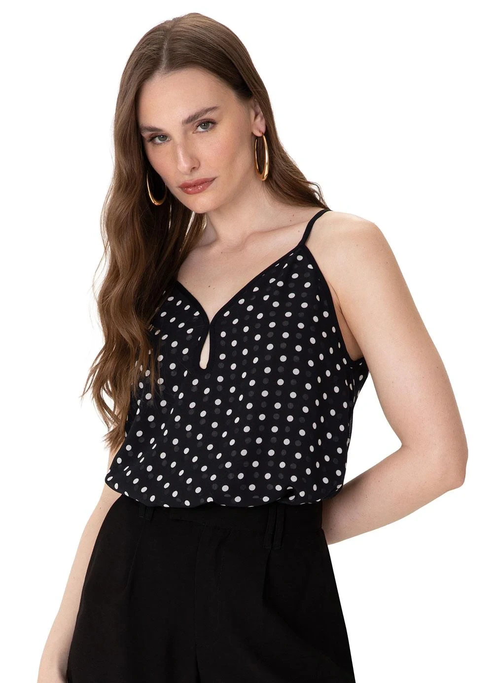 Enfim - Blusa Evasê em Chiffon Preto