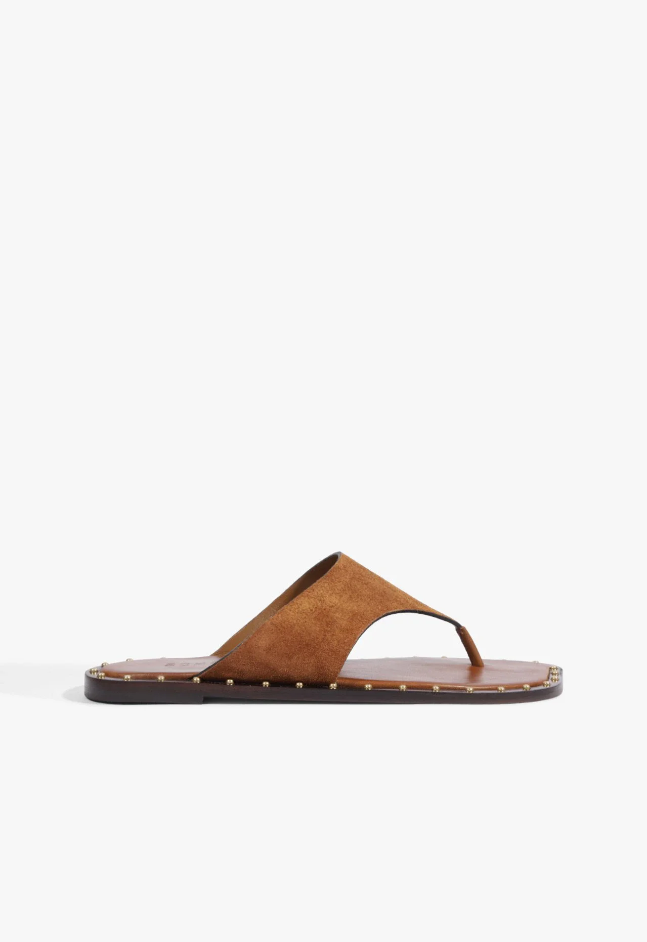 Sandália Rasteira Studs Couro Marrom