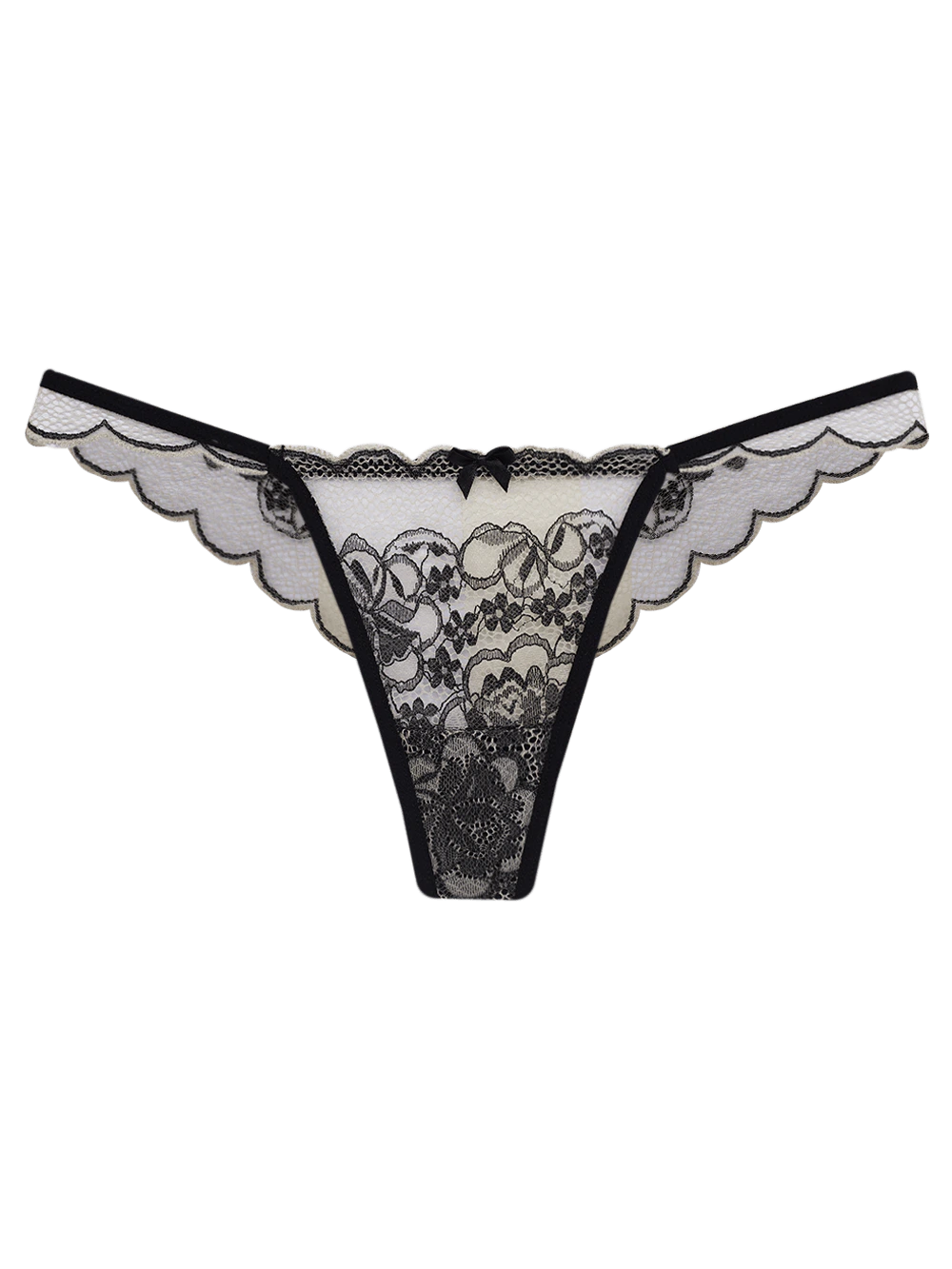Calcinha Fio Biquíni Renda Amelie Nude/Preto