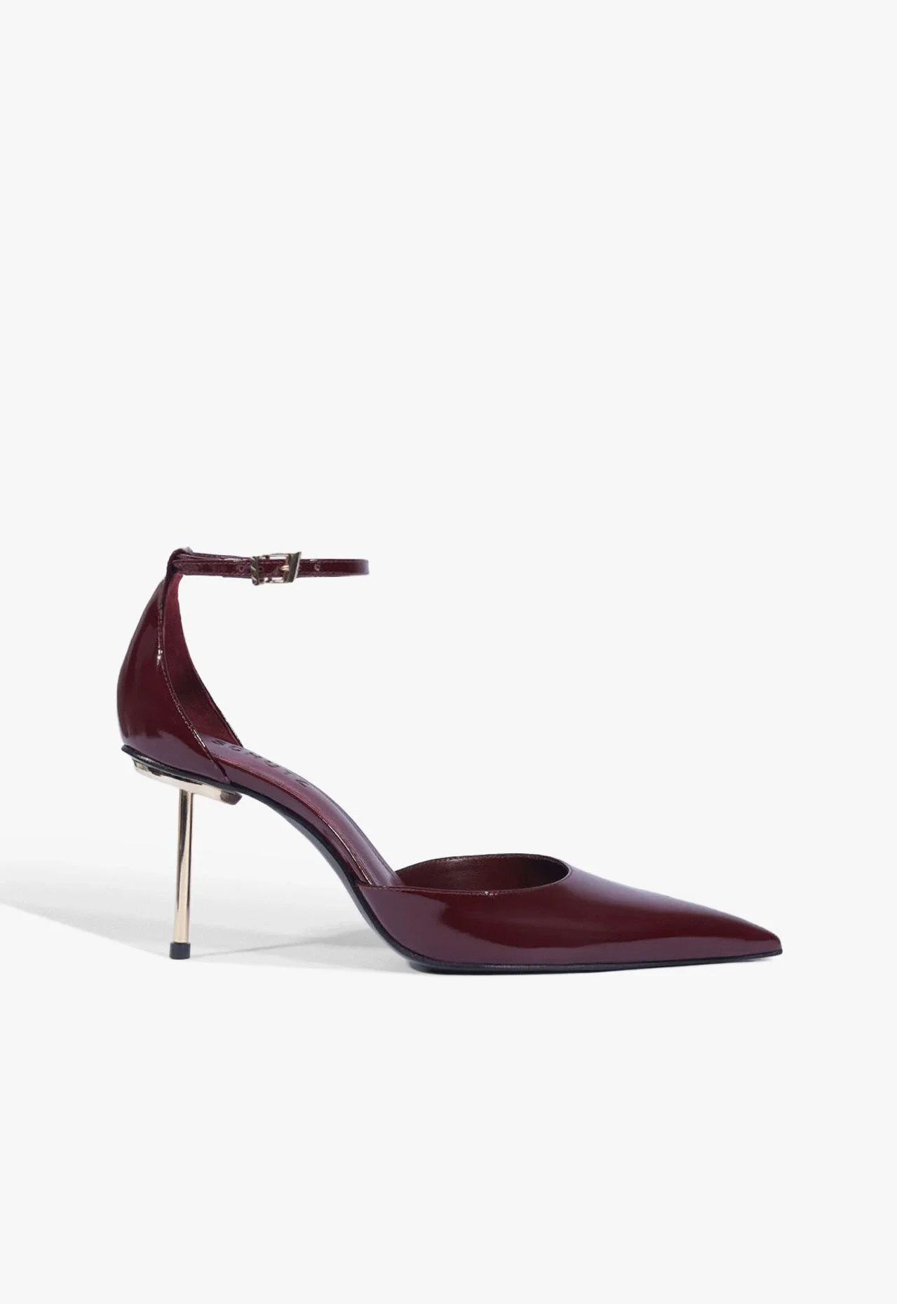 Scarpin Pin Heel Fivela Couro Vinho