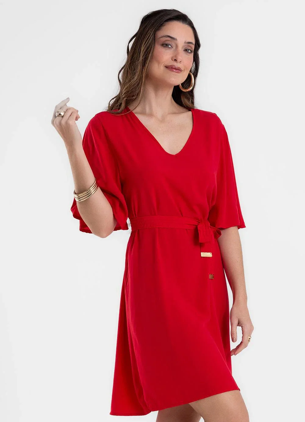 Rovitex - Vestido Curto Feminino Viscose Khyara Vermelho
