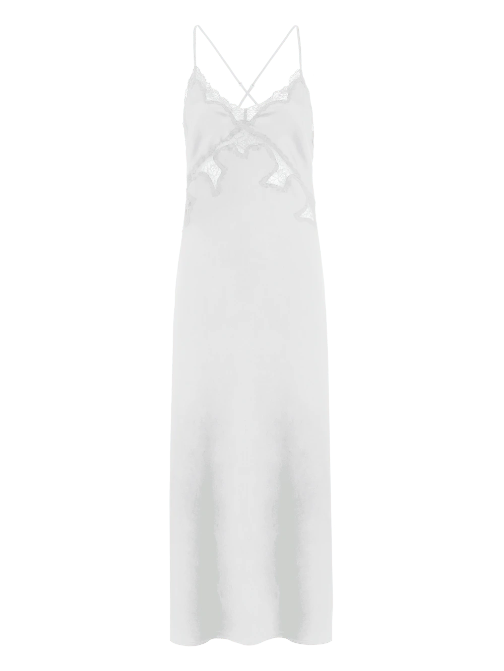Camisola Longa Sem Manga Cetim Bella Luna Off White