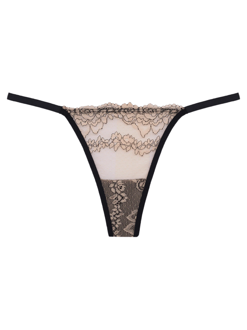 Calcinha String Fio Renda Femme Nude/Preto