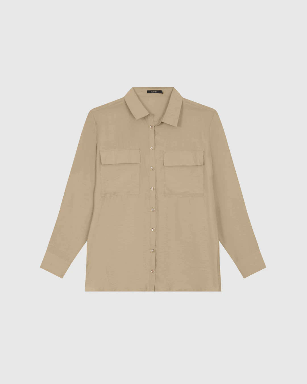 Camisa Feminina Utilitária Bolso Frontal Em Tecido Acetinado - ENFIM