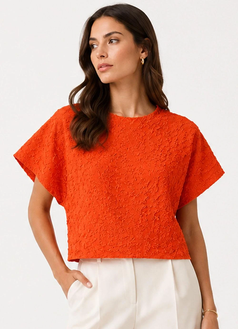 Infinita Cor - Blusa Feminina em Malha Cocai Laranja