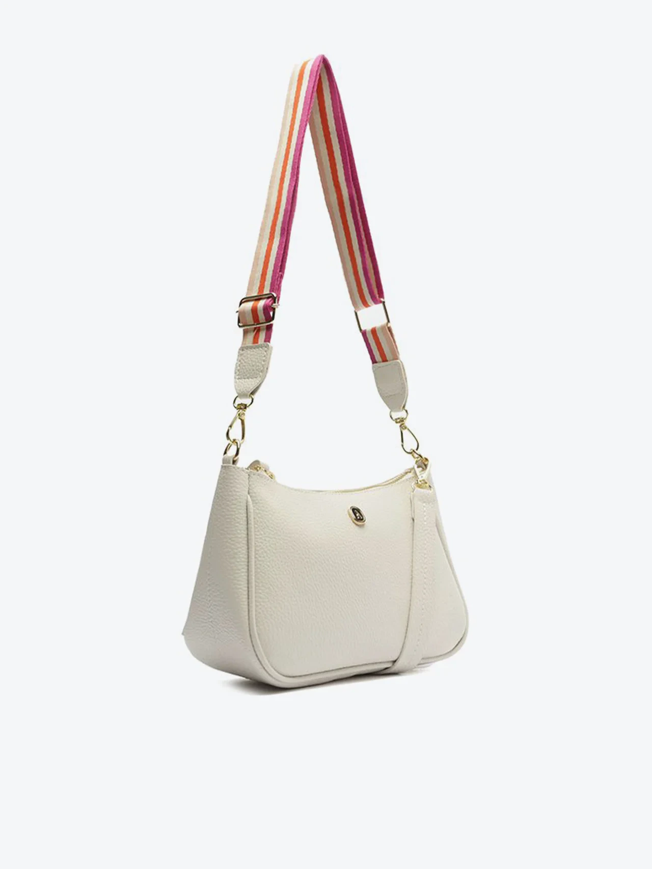 Bolsa Tiracolo Média Branca Alça Rosa
