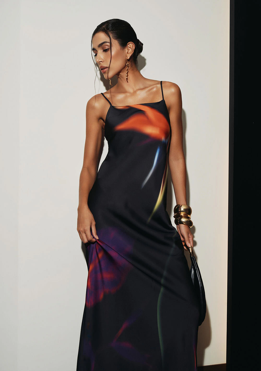 Vestido Com Alça Poente Preto/branco