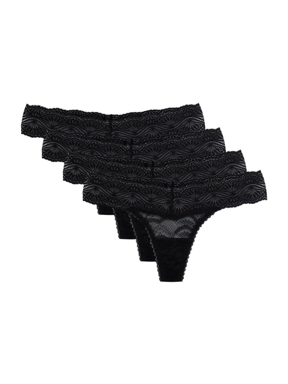 Kit 4 Calcinhas Fio Renda Shiny Love Preto