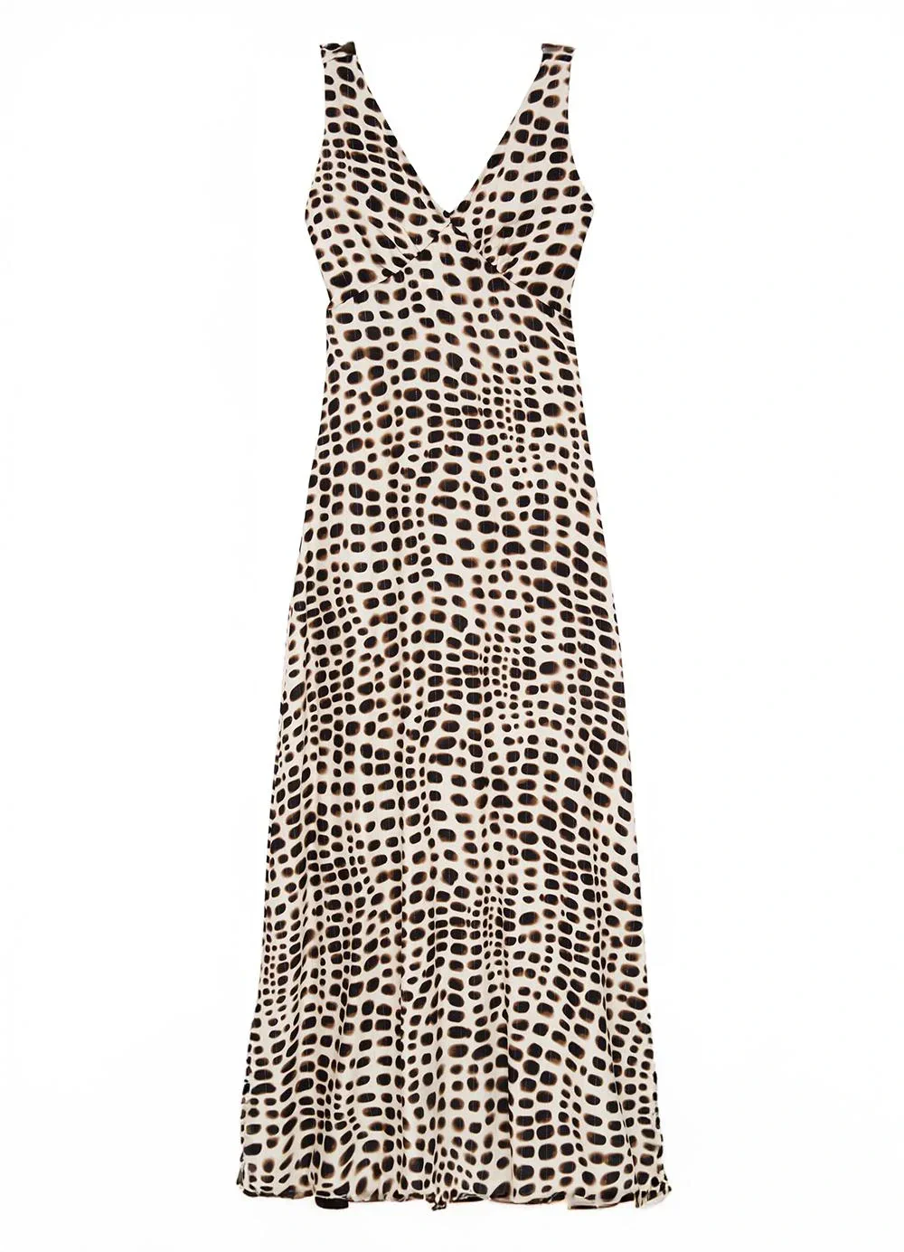 Enfim - Vestido Longo Evasê Animal Print Off White