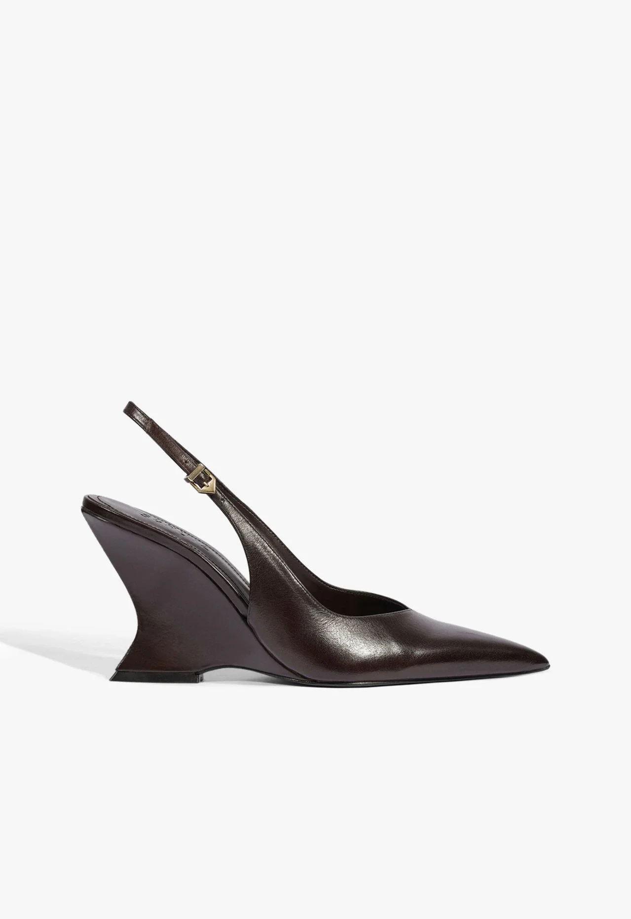Scarpin Slingback Siena Couro Marrom Escuro
