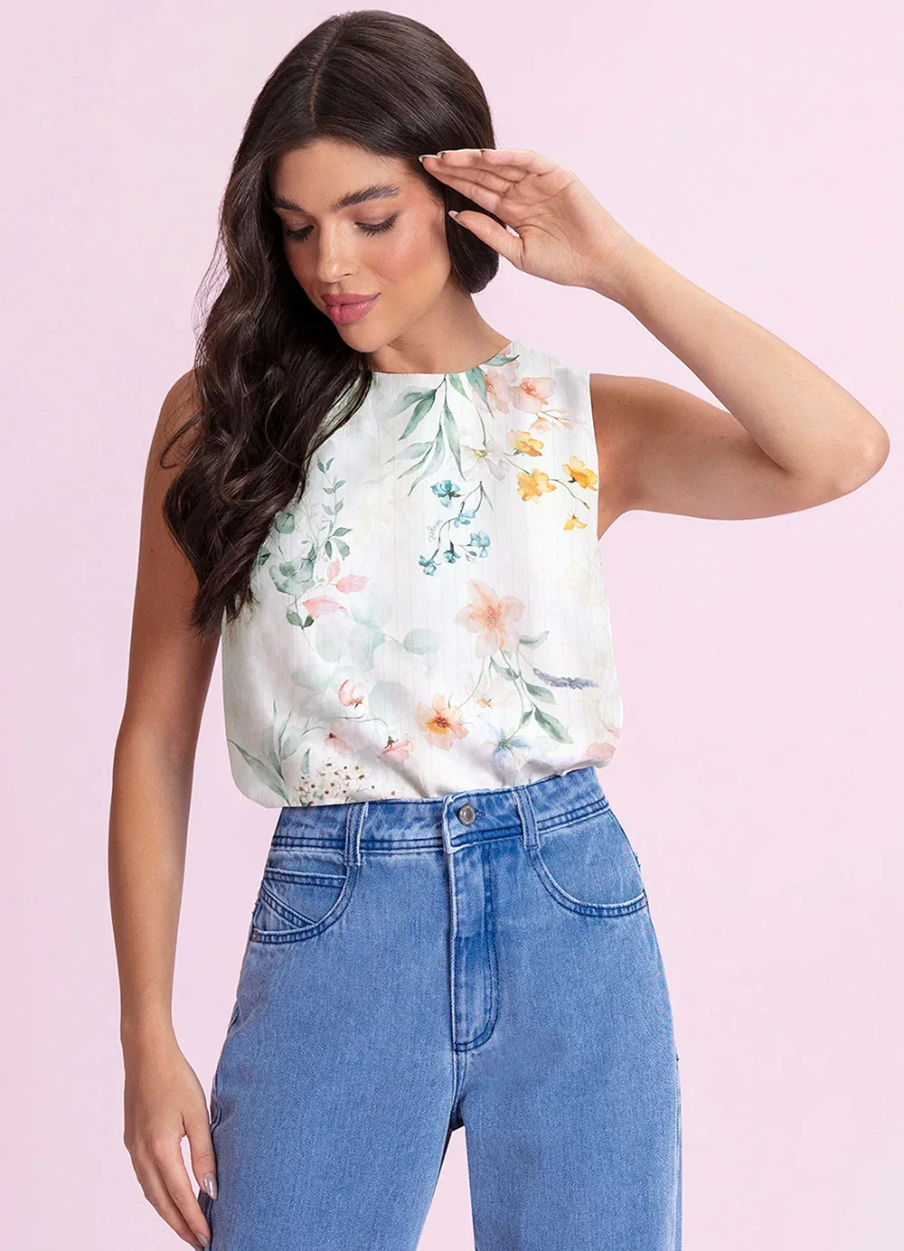 Angel - Blusa Regata Estampada Branco
