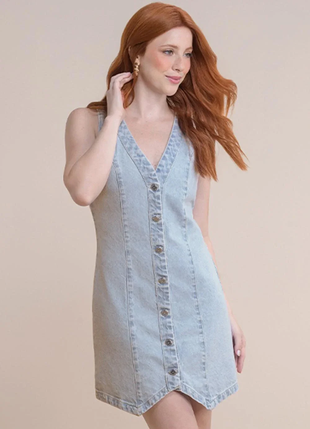 Angel - Vestido Curto Jeans Claro