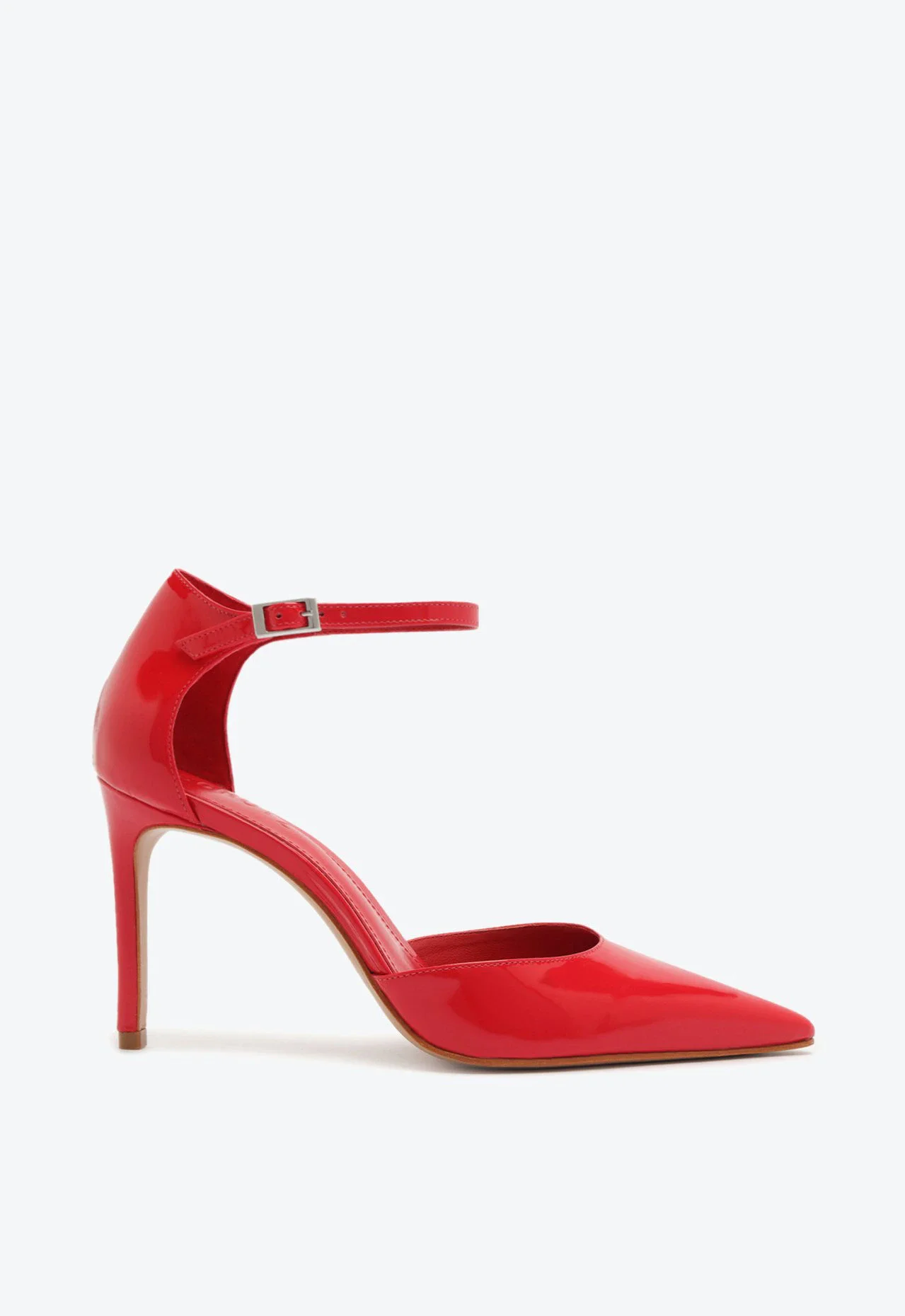 Scarpin Salto Alto Bico Fino Verniz Vermelho